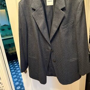 Sandro Women’s Sparkling Charcoal Blazer with Subtle Pattern